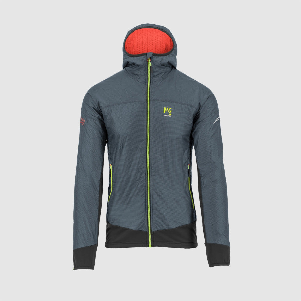 Giacca invernale Karpos federa jacket Grey/Orange antivento con cappuccio.