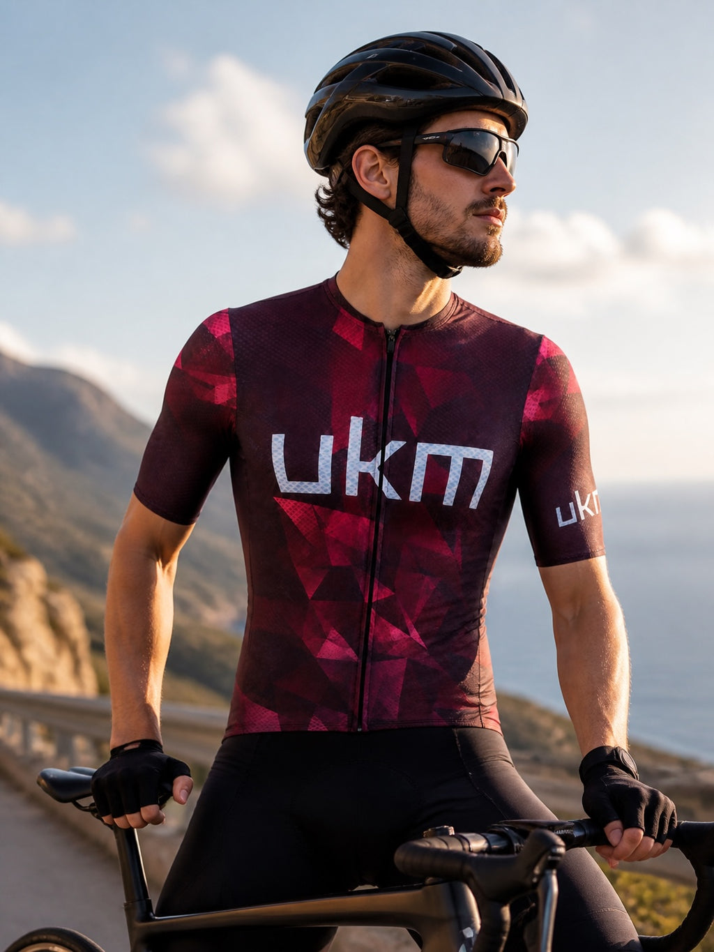UKM Maglia Ciclismo Dark Red Geometric (Magistrale Line by Pissei)